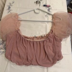 Velvet Blush Puff Sleeve Blouse